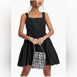 Topshop Black Mini Taffeta Dress NWT SIZE 8